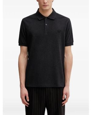 Fred Perry Embroidered-Logo Polo Shirt - Black