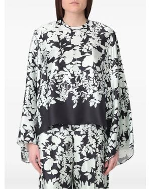 Agnona Floral-Print Silk Blouse - White