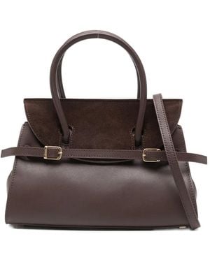 Jonathan Simkhai Small River Suede-Panel Buckled Tote Bag - Brown