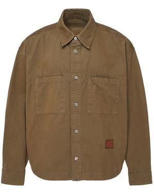 WOOYOUNGMI Logo-Patch Button-Up Shirt - Brown