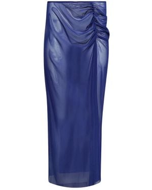 Bondeye Claudia Mesh Draped Maxi Skirt - Blue