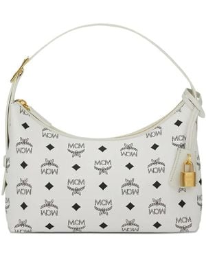 MCM Sac Porté Épaule À Logo Imprimé - Gris