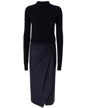 Pinko Robe Côtelée À Fines Rayures - Blue