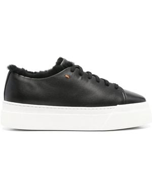Santoni レザースニーカー - ブラック