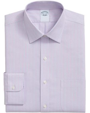 Brooks Brothers Striped Ainsley-Collar Shirt - Purple