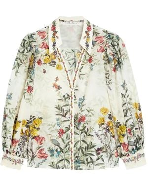 Alice + Olivia Charis Floral-Print Puff-Sleeve Blouse - White