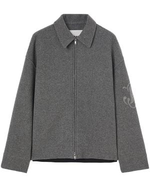 Jil Sander Monogram Wool Zip-Up Jacket - Gray