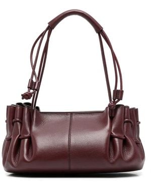 Hereu Ruched Leather Tote Bag - Purple
