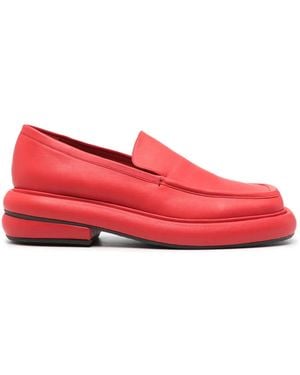 Eckhaus Latta スクエアトゥ レザーローファー - レッド