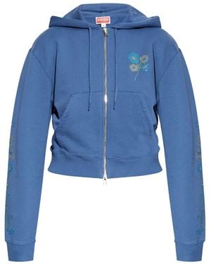KENZO Logo-Print Cardigan - Blue