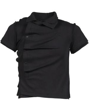 Natasha Zinko Shrunken Double-Collar Polo Shirt - Black