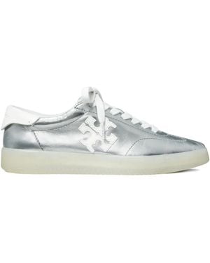 Tory Burch Phoenix Metallic Leather Lace-Up Sneakers - White