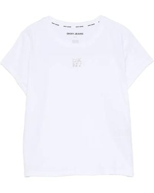 DKNY Rhinestone-Logo T-Shirt - White