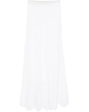 forte_forte Brushed Mohair Pointelle Stitch Skirt - White
