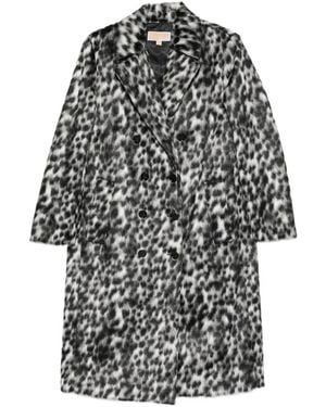 MICHAEL Michael Kors Leopard-Print Double-Breasted Coat - White