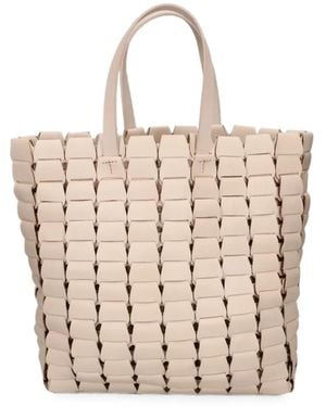 Dragon Diffusion Link Woven Leather Tote Bag - Natural
