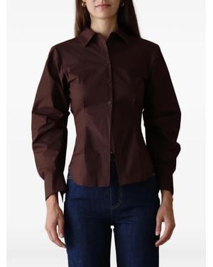 Hevron Drexel Pleated-Sleeve Shirt - Red