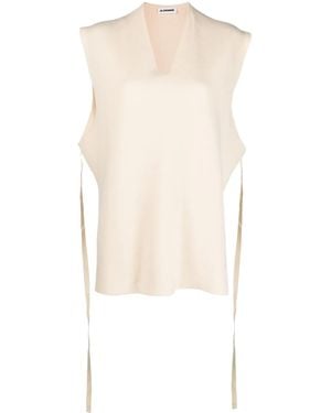 Jil Sander Wool V-Neck Vest - White