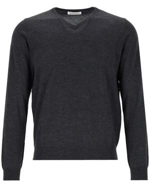 Al Duca d'Aosta V-Neck Wool Jumper - Blue