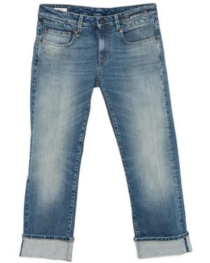 R13 Cuffed Straight Jeans - Blue