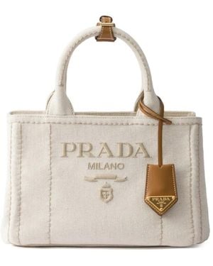 Prada Small Jardinière Tote Bag - Natural