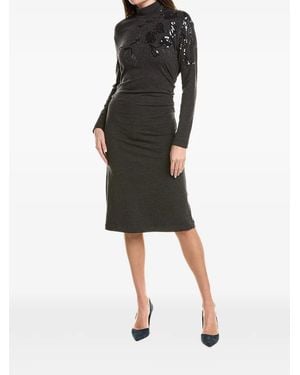 Brunello Cucinelli Sequin-Embellished Ruched Midi Dress - Black