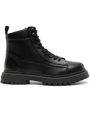 Tommy Hilfiger Lace-Up Ankle Leather Boots - Black