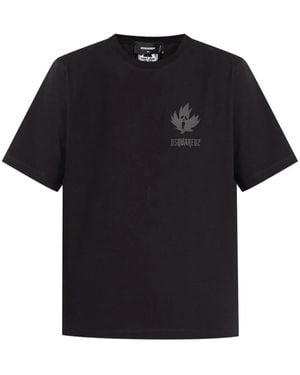 DSquared² T-Shirt Horror Maple Leaf - Nero