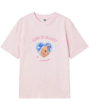 B+ AB Heart-Graphic T-Shirt - Pink