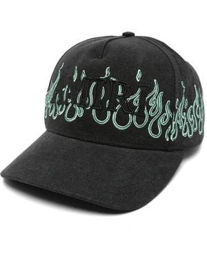 Amiri Baseballkappe Mit Flammenstickerei - Schwarz