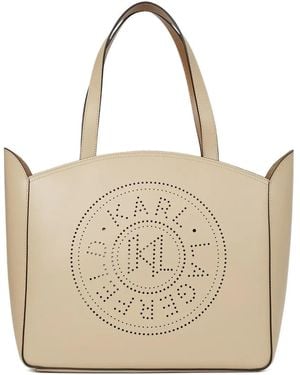 KARL LAGERFELD Medium K/Circle Tote Bag - Natural