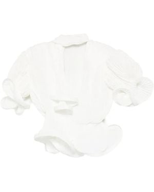 ROWEN ROSE Puffy-Sleeve Blouse - White