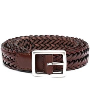 Dell'Oglio Woven Leather Belt - Brown