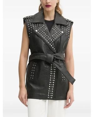 Bruuns Bazaar Studded Belted Leather Vest - Black