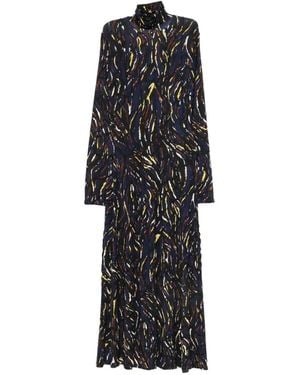 Proenza Schouler Maxi-Jurk Met Abstracte Print En Hoge Hals - Zwart