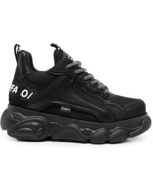 Buffalo Logo-Tape Chunky-Sole Sneakers - Black