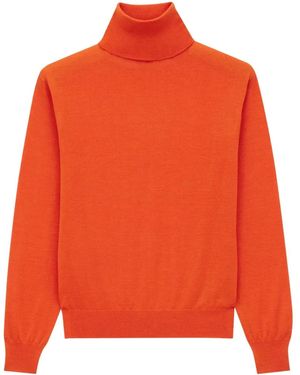 Saint Laurent Cashmere-Wool-Silk Rollneck - Orange