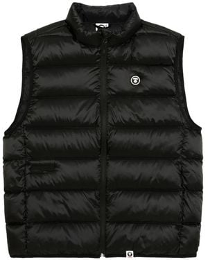 Aape By A Bathing Ape Moonface Logo Down Gilet - Black