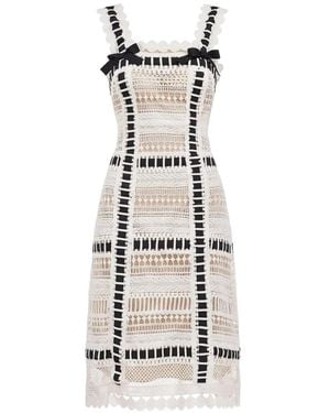 Gemy Maalouf Ribbon-Detail Guipure-Lace Dress - White