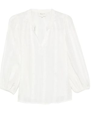 MAISON 123 Broderie-Anglaise V-Neck Blouse - White