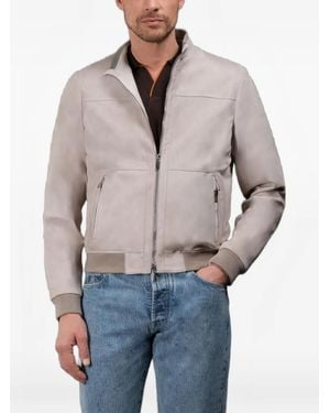 Moorer Maurilio-Cpf Zip Suede Jacket - Grey
