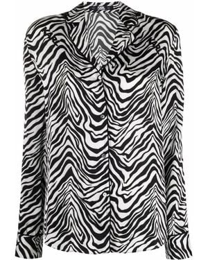 KARL LAGERFELD Zebra-Print Long-Sleeve Shirt - Black