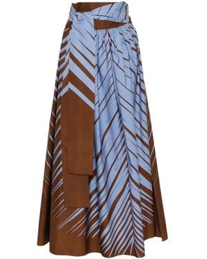 Co.Go Abstract-Print Maxi Skirt - Blue