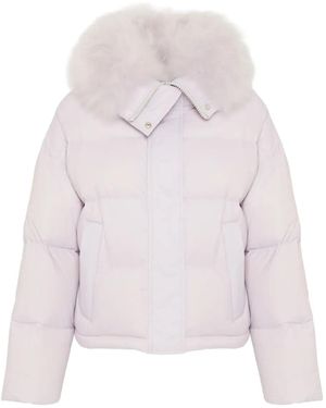 Yves Salomon Removable-Collar Puffer Jacket - Pink