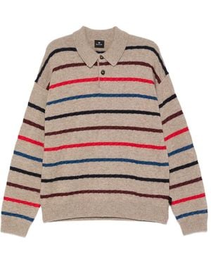 Paul Smith Striped Polo-Neck Jumper - Red