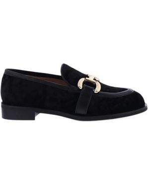 Paris Punk Velvet Horsebit Loafers - Black