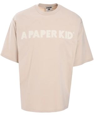 A PAPER KID Logo-Print T-Shirt - Natural