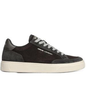 Crime London Eclipse Cracked-Effect Leather Trainers - Black