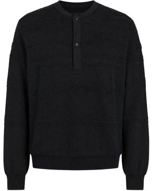 Emporio Armani Cable-Knit Henley Jumper - Black