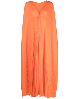 Valentino Garavani Silk Pleated Dress - Orange